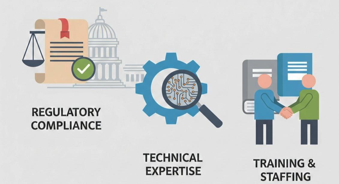 Regulatory compliance, technical expertise, and training & staffing