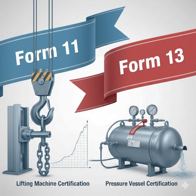 Lifting machine and pressure vessel certification - Form 11 and Form 13